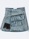 3.1 Phillip Lim Ruffle Denim Mini Skirt In Blue