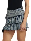 3.1 Phillip Lim Denim Ruffle Mini Skirt In Washed Indigo In Multi