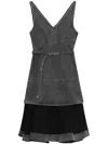 3.1 Phillip Lim Denim V Neck Dress With Chiffon Hem In 灰色