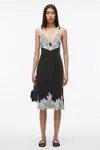 3.1 Phillip Lim Denim Slip Dress With Lace In Washed Blk