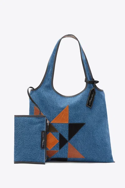 3.1 Phillip Lim Denim Suede Patch Market Tote In Blue