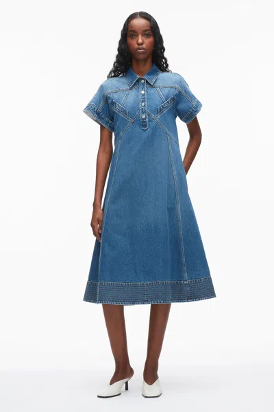 3.1 Phillip Lim Denim Trapeze Shirt Dress In Blue