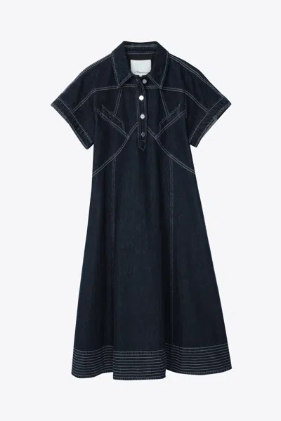 3.1 Phillip Lim Denim Trapeze Shirt Dress In Black