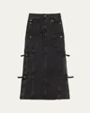 3.1 Phillip Lim Denim Utility Maxi Skirt In Washed Blk