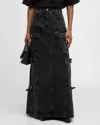 3.1 Phillip Lim Denim Utility Maxi Skirt In Washed Blk