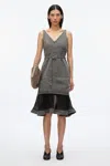 3.1 Phillip Lim Denim V Neck Dress With Chiffon Hem In Washed Grey