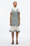 3.1 Phillip Lim Denim V Neck Dress With Chiffon Hem In Washed Indigo