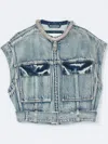 3.1 Phillip Lim Denim Vest With Crystal Necklace In Blue