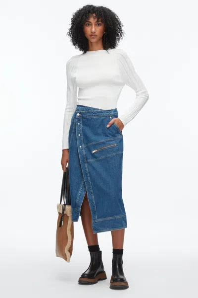 3.1 Phillip Lim Denim Wrap Skirt In Blue