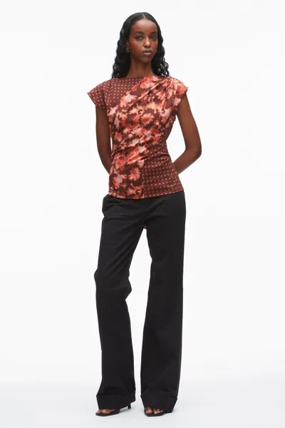 3.1 Phillip Lim Desert Floral Patchwork Top In Brown