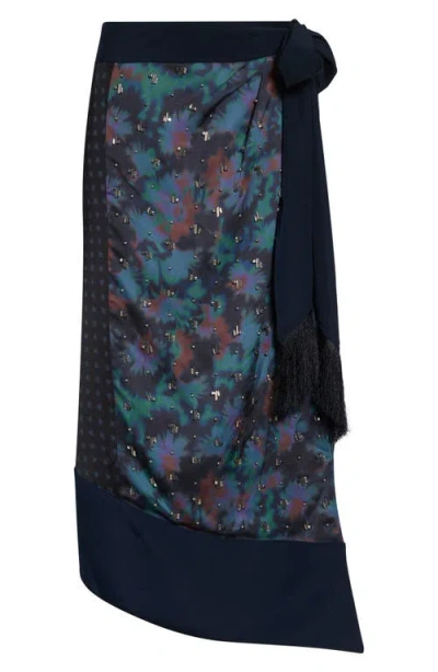 3.1 Phillip Lim Desert Flower Bead Detail Mixed Print Wrap Skirt In Multi