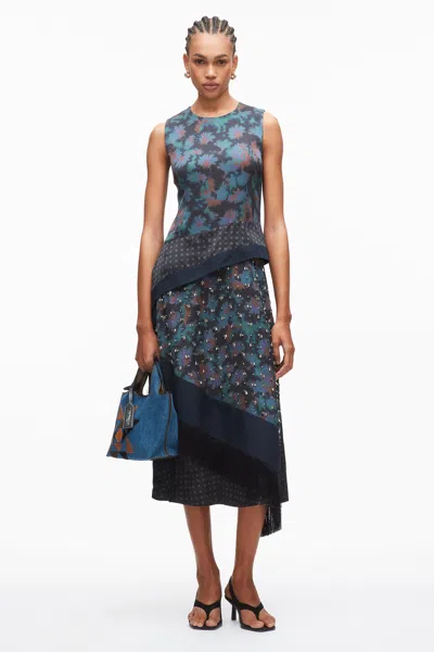 3.1 Phillip Lim Desert Flower Draped Jersey Dress In Multi