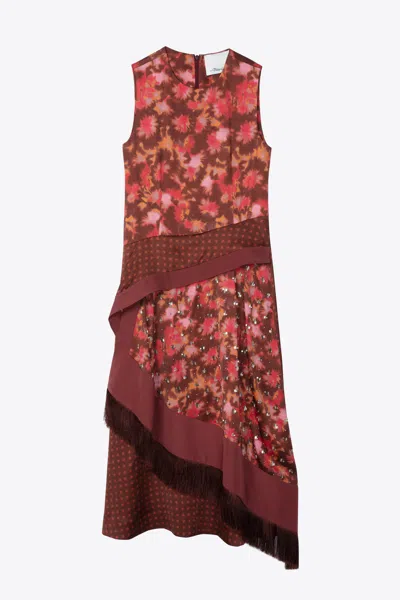 3.1 Phillip Lim Desert Flower Fringed Asymmetric Midi Dress In Multi