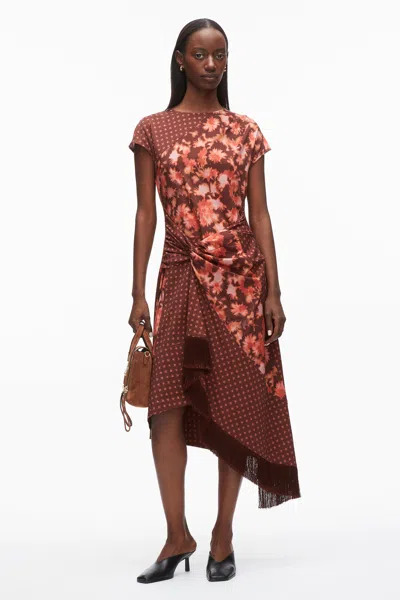 3.1 Phillip Lim Desert Flower Twist Fringe Dress In Rust Multi