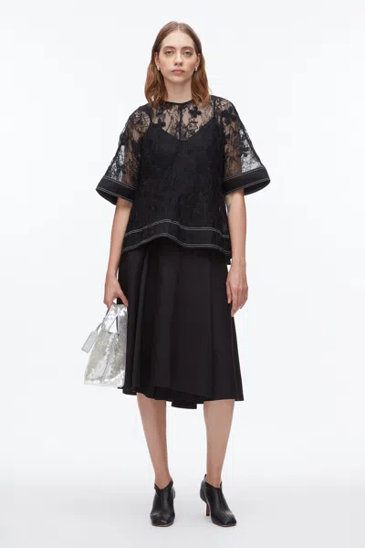 3.1 Phillip Lim Dimensional Lace Flounce Tank In Black