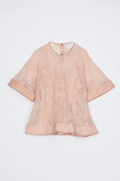 3.1 Phillip Lim Dimensional Lace Flounce Top In Pink