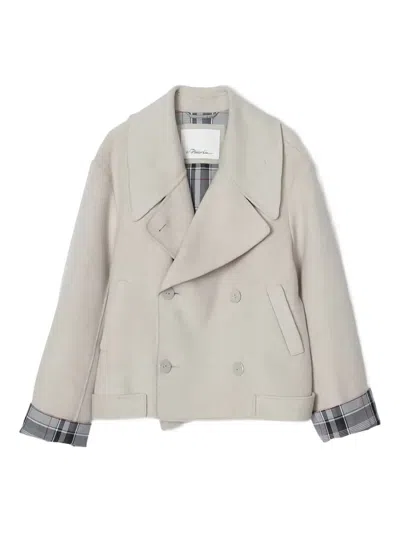 3.1 Phillip Lim Double-breasted Plaid-cuff Jacket In Neutral