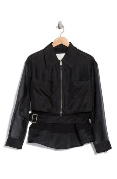 3.1 Phillip Lim Double Layered Belted Silk Organza Jacket In Black