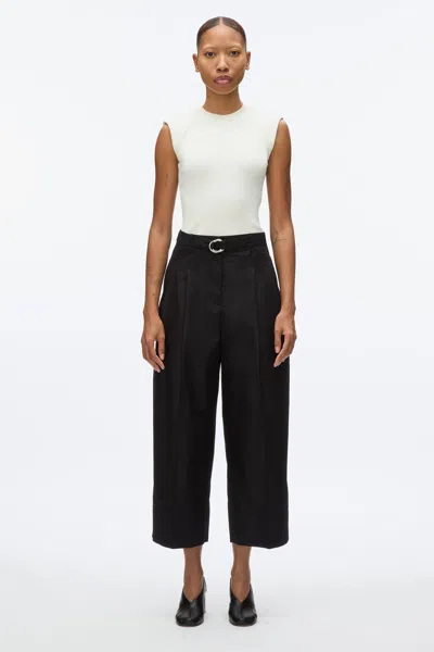 3.1 Phillip Lim Double Pleat Wide Cropped Pant In Black