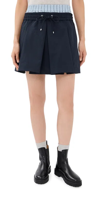 3.1 Phillip Lim Double Waistband Ripstop Mini Skirt Midnight In Blue