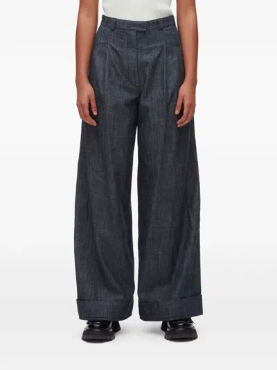 3.1 Phillip Lim Double-pleat Wide-leg Trousers In Blue