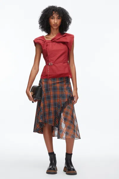 3.1 Phillip Lim Draped Bow Belted Shell Top In Red