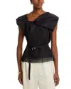 3.1 Phillip Lim Draped Bow Belted Top In Black