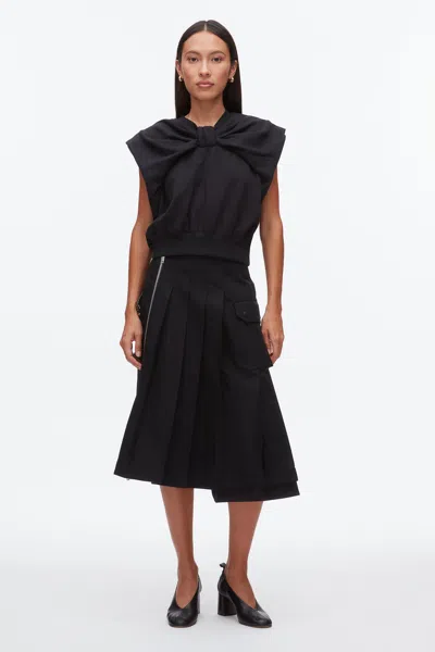 3.1 Phillip Lim Draped Bow French Terry Top In Black
