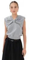 3.1 Phillip Lim Draped Bow Top Grey Melange In Blue