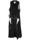 3.1 Phillip Lim Black Draped Cascade Midi Dress In Midnight