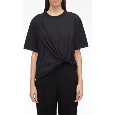 3.1 Phillip Lim Draped Cotton Jersey T-shirt In Black