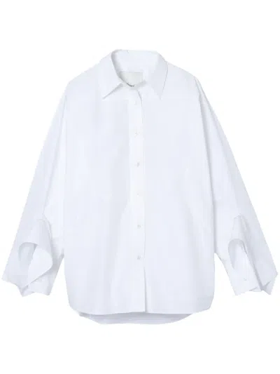3.1 Phillip Lim Draped-cuff Poplin Shirt In White