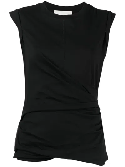 3.1 Phillip Lim Draped Rolled-sleeve Jersey Tank Top In Black