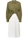 3.1 Phillip Lim Draped Satin And Cotton-blend Poplin Midi Shirt Dress In Green