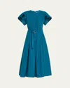 3.1 Phillip Lim Draped Short-sleeve Belted Midi Dress In Marine