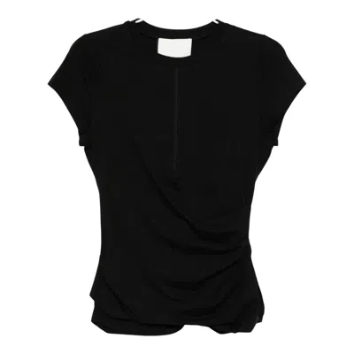 3.1 Phillip Lim Draped Stretch-cotton Jersey T-shirt In Black