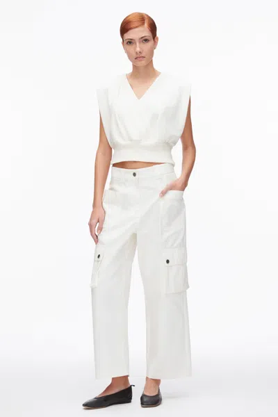 3.1 Phillip Lim Draped Sleeveless French Terry Top In White