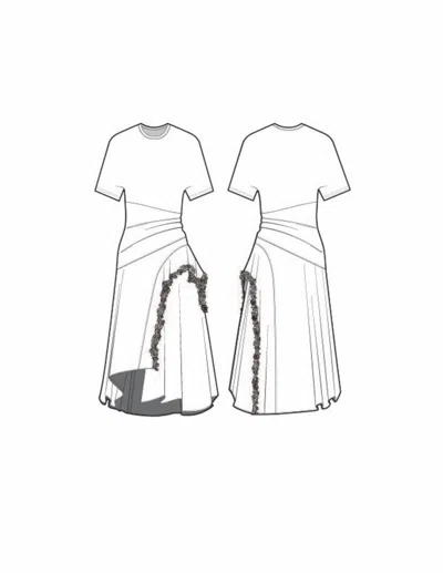 3.1 Phillip Lim Draped T-shirt Dress With Lace Trim In Gray