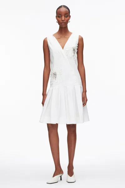 3.1 Phillip Lim Draped Tank Dress With Floral Appliqué In White