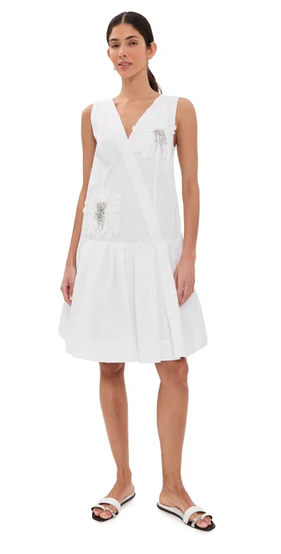 3.1 Phillip Lim Draped Tank Dress With Floral Applique White
