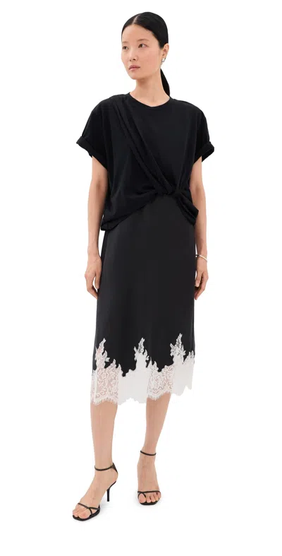 3.1 Phillip Lim Draped T-shirt Slip Combo Dress Black White Multi