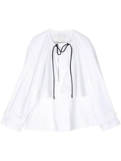 3.1 Phillip Lim Drastring-neck Long-sleeved Blouse In Weiss