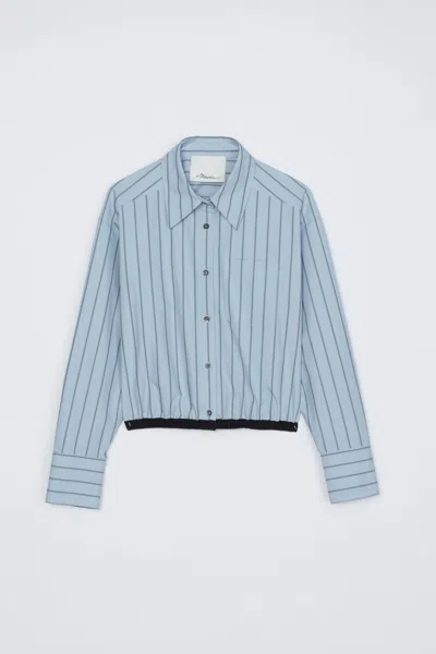 3.1 Phillip Lim Drawcord Hem Stripe Shirt In Blue