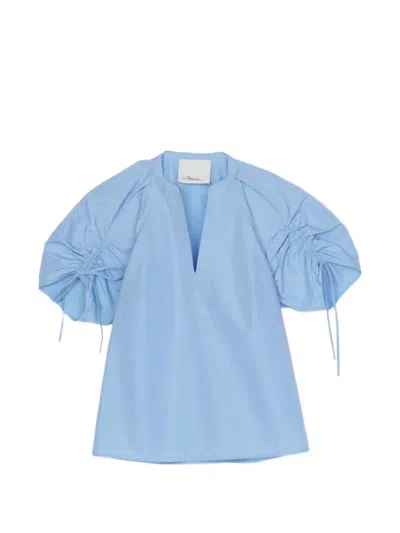 3.1 Phillip Lim Drawstring V-neck Top In Blue