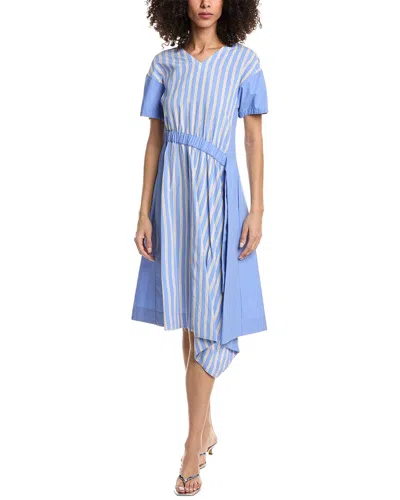 3.1 Phillip Lim Draped Striped Cotton-poplin Midi Dress In Blue
