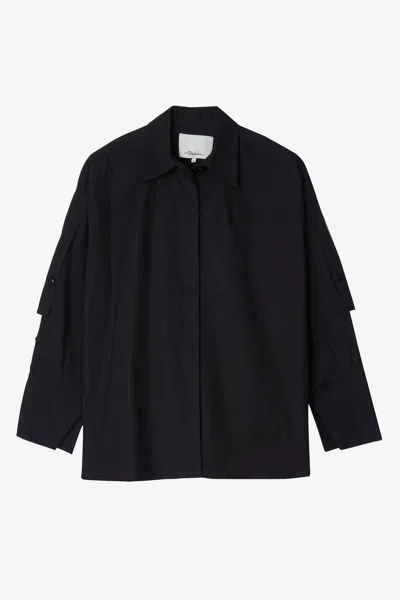 3.1 Phillip Lim Drop Back Shirt With Convertible Sleeves In Black