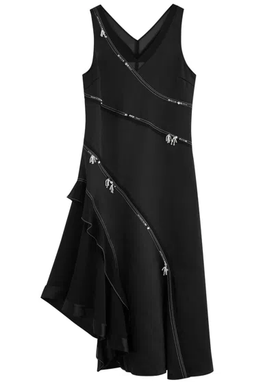 3.1 Phillip Lim Embellished Asymmetric Satin Midi Dress In Black