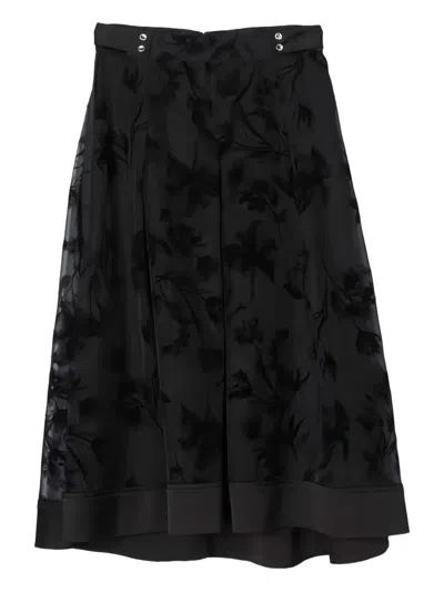 3.1 Phillip Lim Embossed-florals Midi Skirt In Black