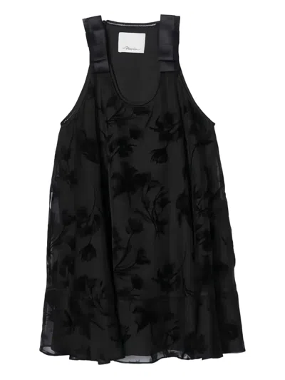 3.1 Phillip Lim Embossed-florals Mini Dress In Black