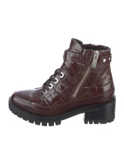 Pre-owned 3.1 Phillip Lim Embossed Leather Combat Boots In Brown